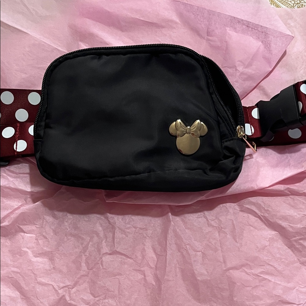 Bioworld Disney Black Minnie Mouse Fanny Belt Bag with Red Polka Dot Strap